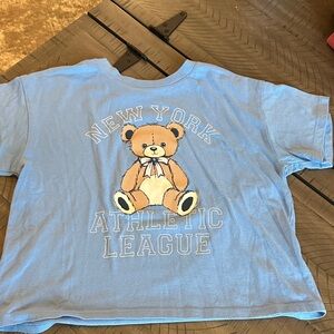 Light Blue Teddy Bear Graphic Tee New York Athletic League
